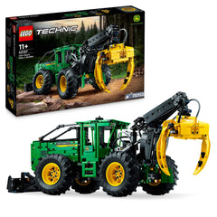 LEGO Technic Skidder John Deere 948L-II front view with pneumatic gripper for realistic action