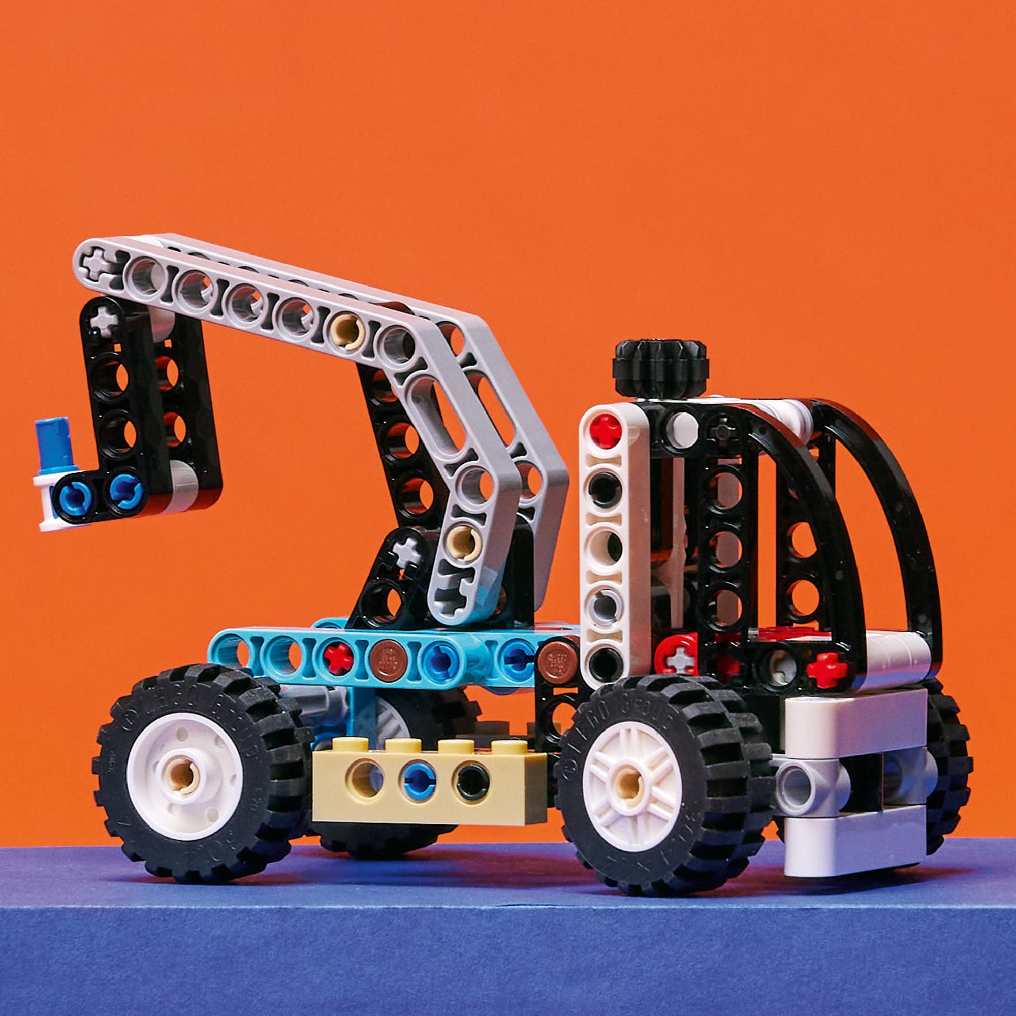 LEGO Technic Telehandler 42133 tilting forks enable precise material handling during pretend builds.