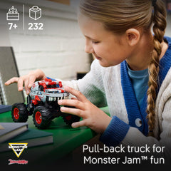 LEGO Technic ThunderROARus close-up of spikes and teeth for authentic Monster Jam look.