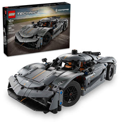 LEGO Technic Koenigsegg Jesko Absolut Grey hypercar front view promotes authentic vehicle play and engineering curiosity.