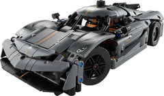 LEGO Technic Koenigsegg Jesko Absolut Grey steering test demonstrates responsive control.