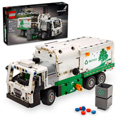 LEGO Technic Mack LR Electric Garbage Truck side-loader for imaginative recycling play and hands-on learning.