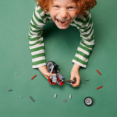 LEGO Technic 42132 engine detail with moving pistons and chain-driven action