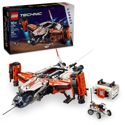 LEGO Technic VTOL Heavy Cargo Spaceship LT81 front view with extended landing gear for space missions