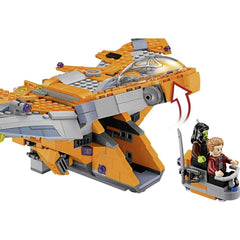 LEGO Thanos Infinity Gauntlet and stand enable dramatic power-up moments.