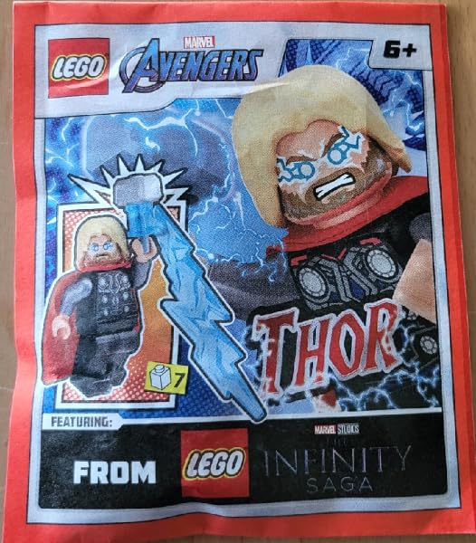 LEGO Thor minifigure with lightning effect enhances dynamic scene-building and action play.