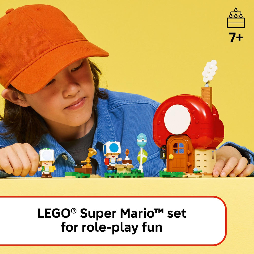 LEGO Super Mario Toad's House kitchen area supports creative party setup.