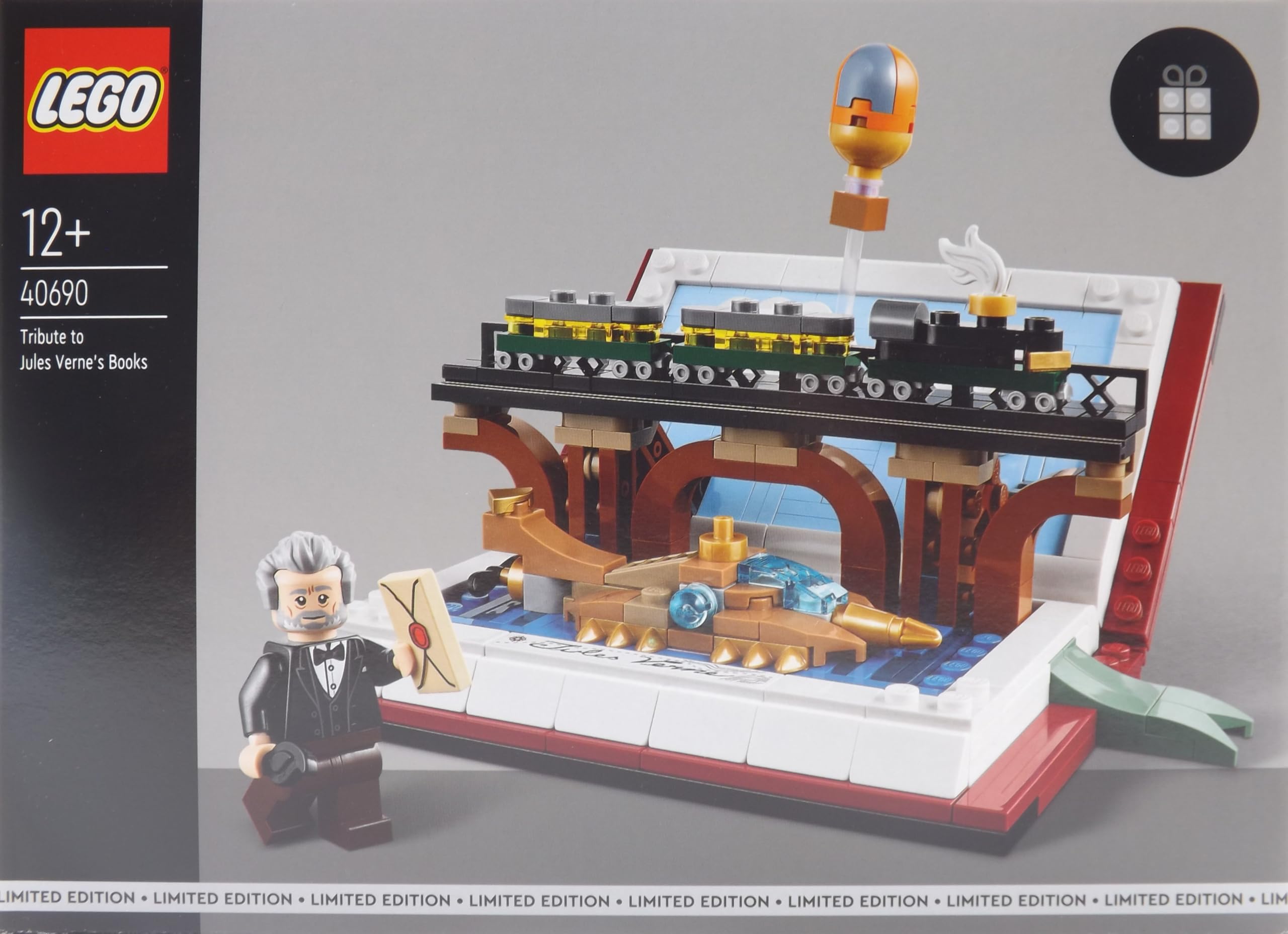 LEGO Jules Verne tribute book display with two scenes, ideal for collectors and imaginative storytelling