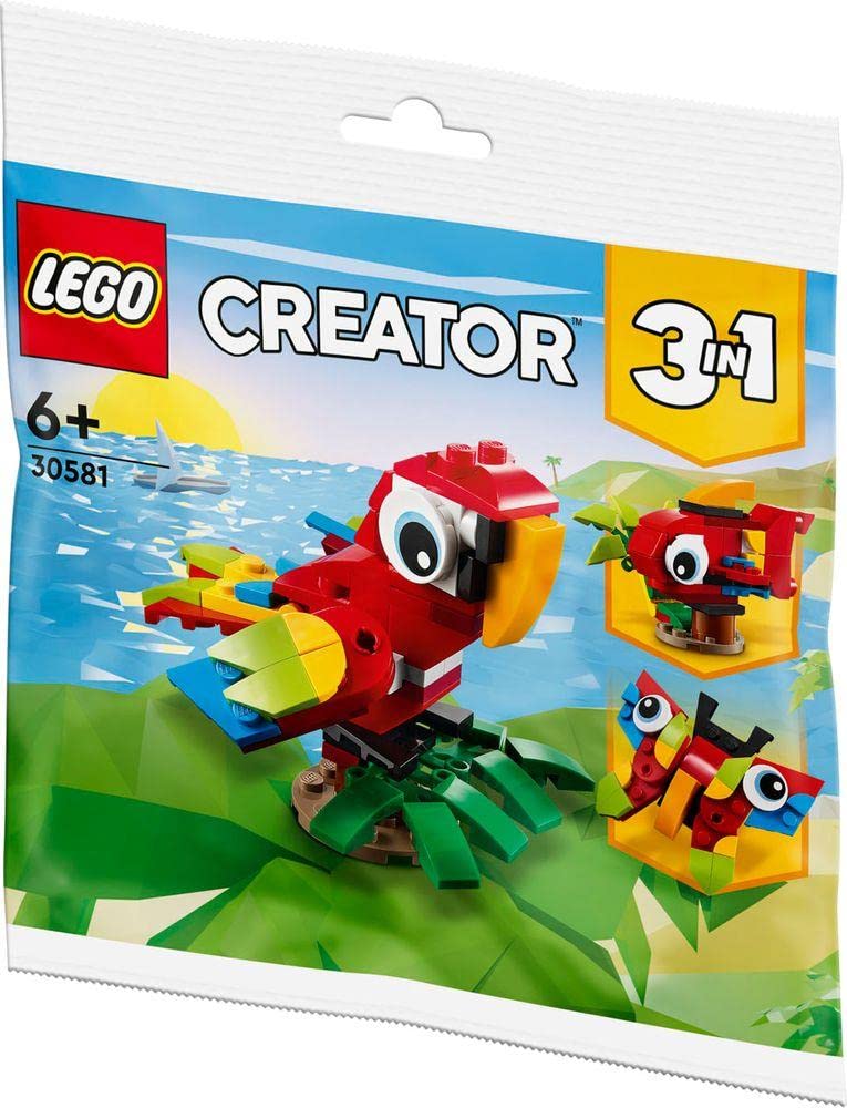 LEGO Tropical Parrot model with 66 pieces for creative play and storytelling.