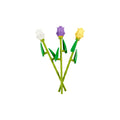 LEGO Tulips bouquet 40461 with white bloom, ideal for elegant spring decor.