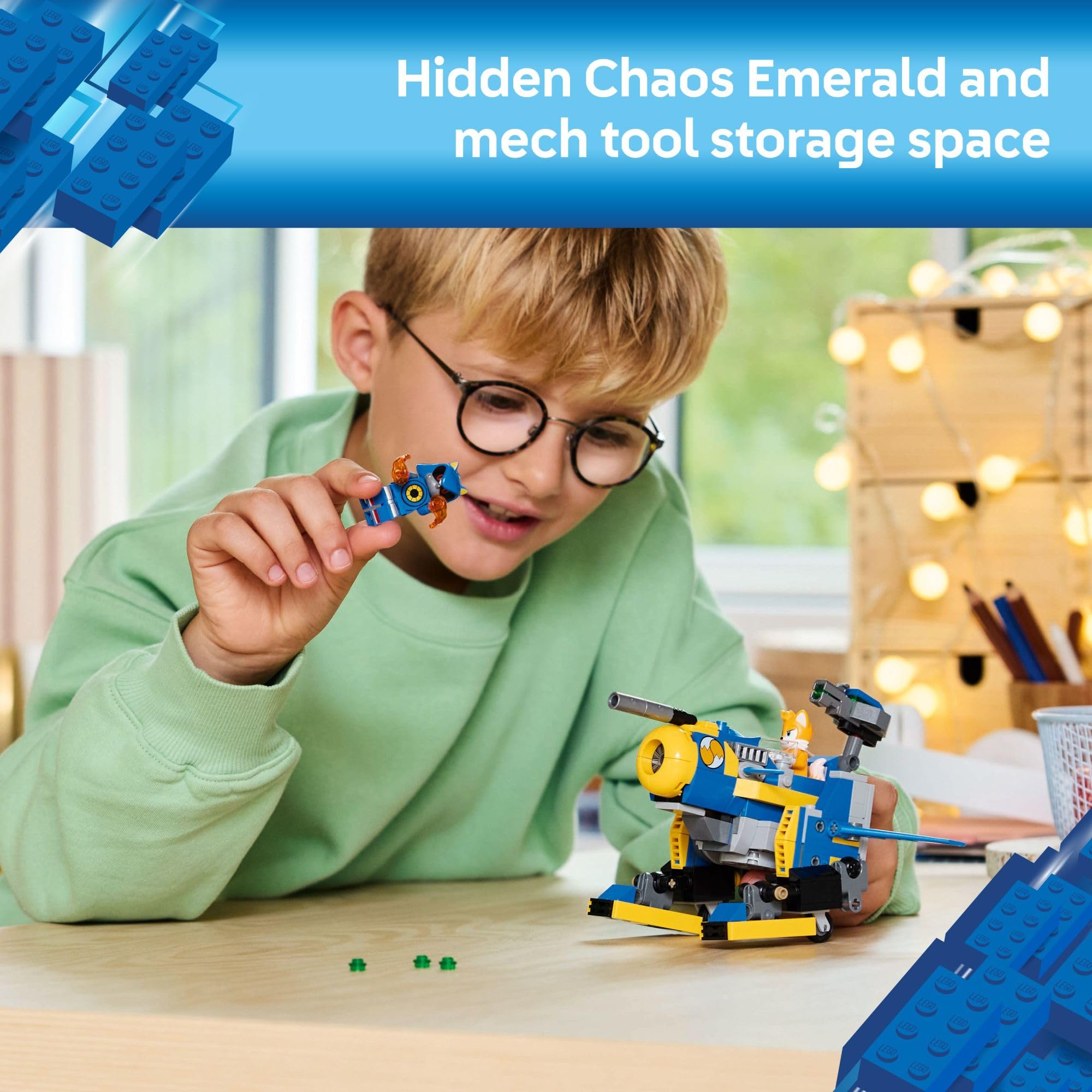 LEGO hidden Chaos Emerald tucked in fuselage for playful treasure moments