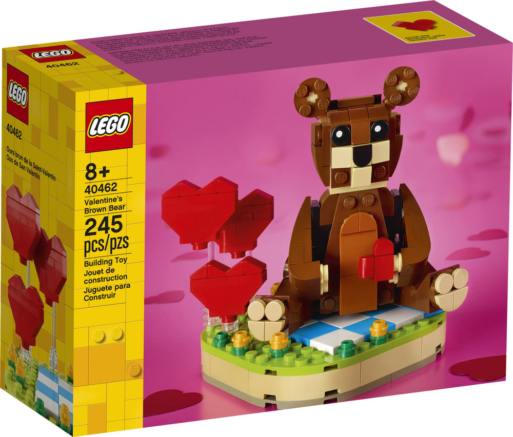 LEGO Valentine's Brown Bear 40462 holding heart with poseable arms for expressive play