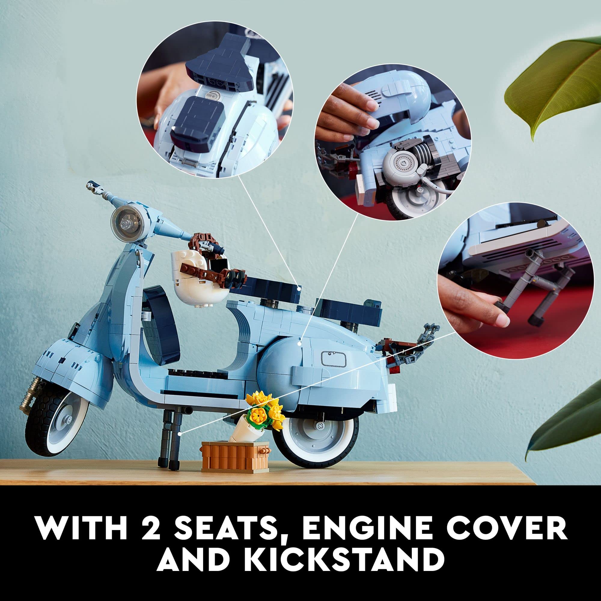 LEGO Vespa 125 model side view showcasing classic lines for collectors