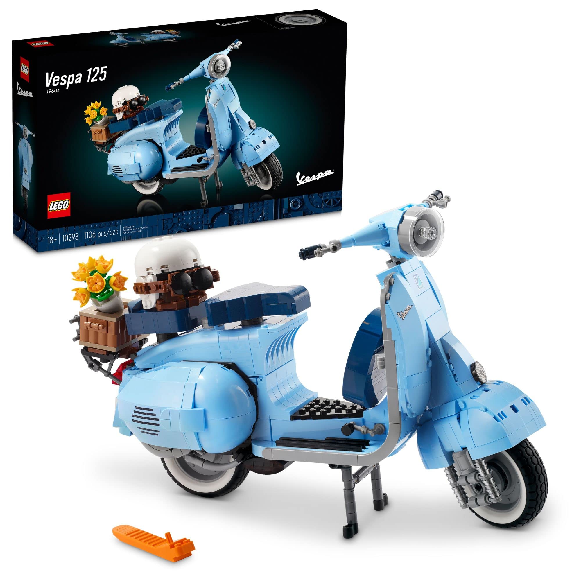 LEGO Vespa 125 scooter model assembly for display and mindful building