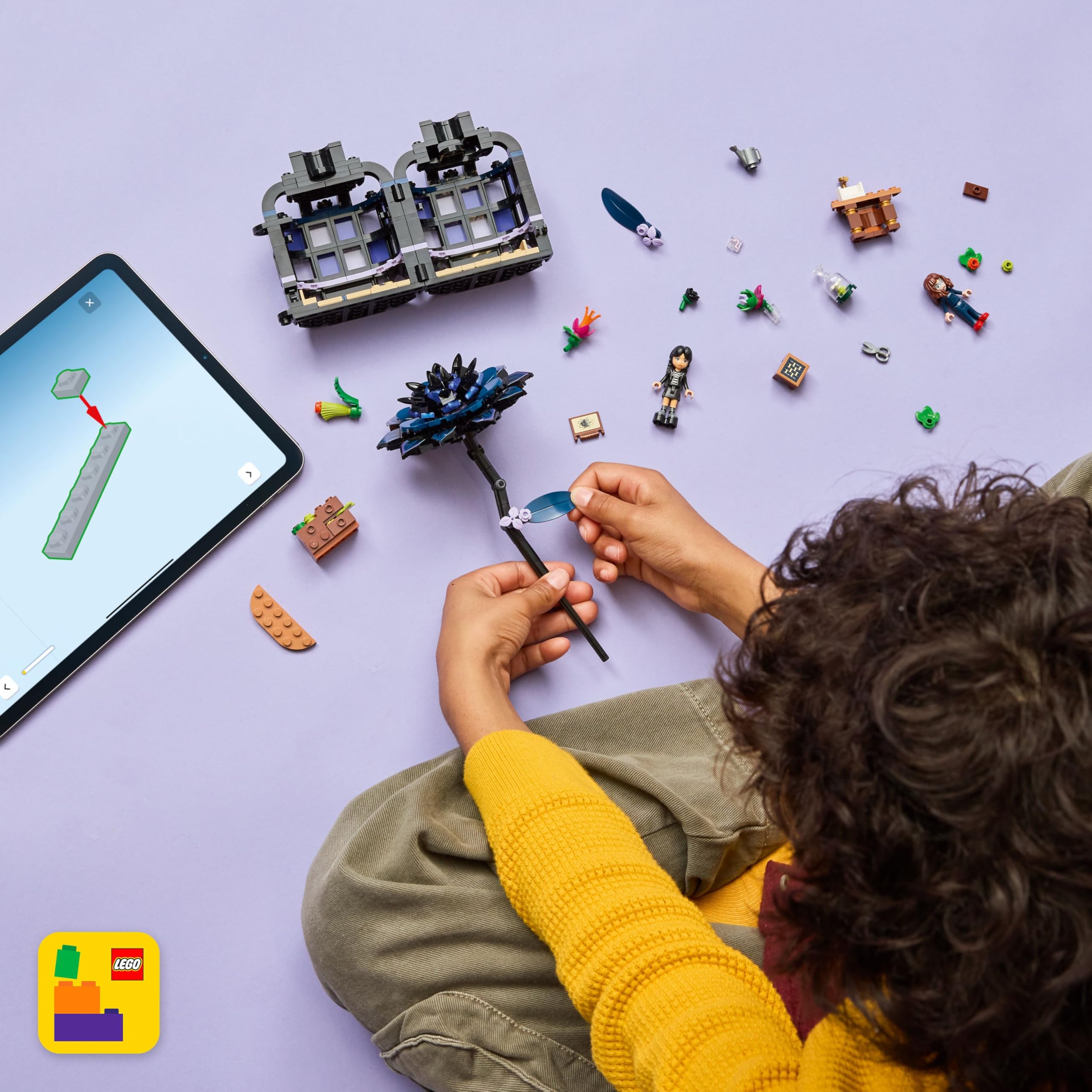 LEGO Builder app-guided assembly provides 3D building help and viewing tips.