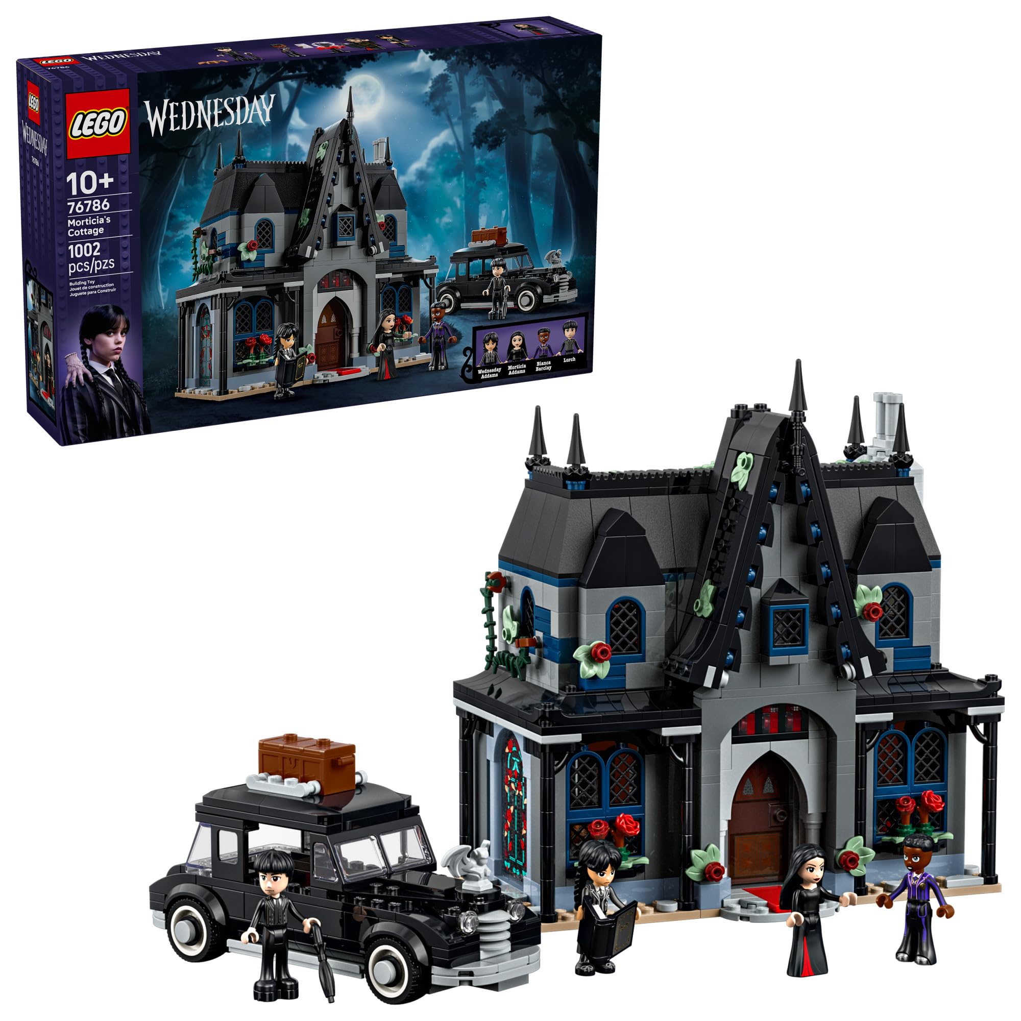 LEGO Wednesday Morticia's Cottage front view for imaginative play and display