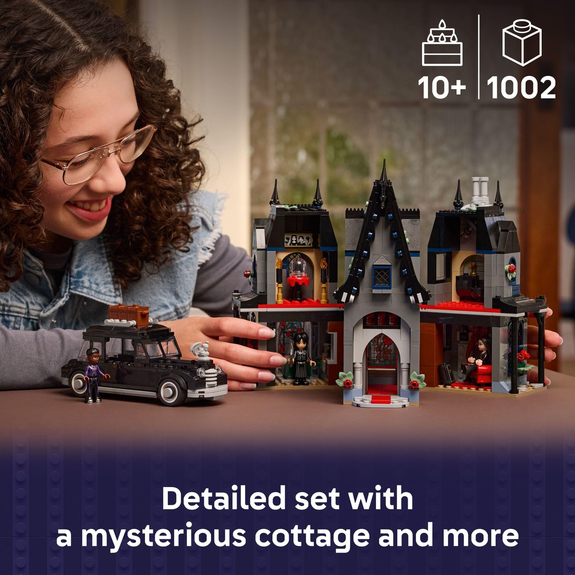 LEGO Wednesday Morticia's Cottage kitchen interior ready for pretend cooking