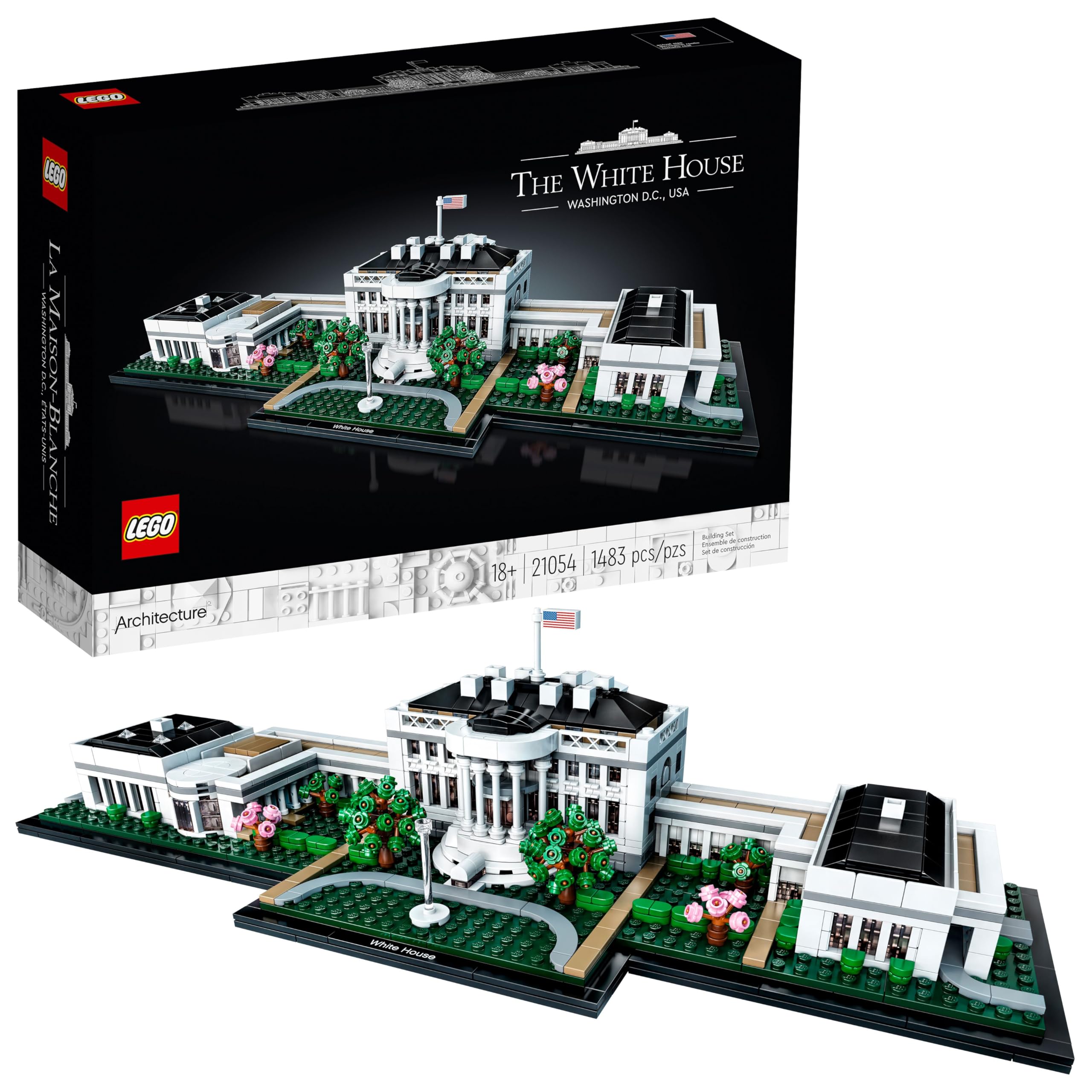 LEGO White House 21054 exterior view for elegant home display.