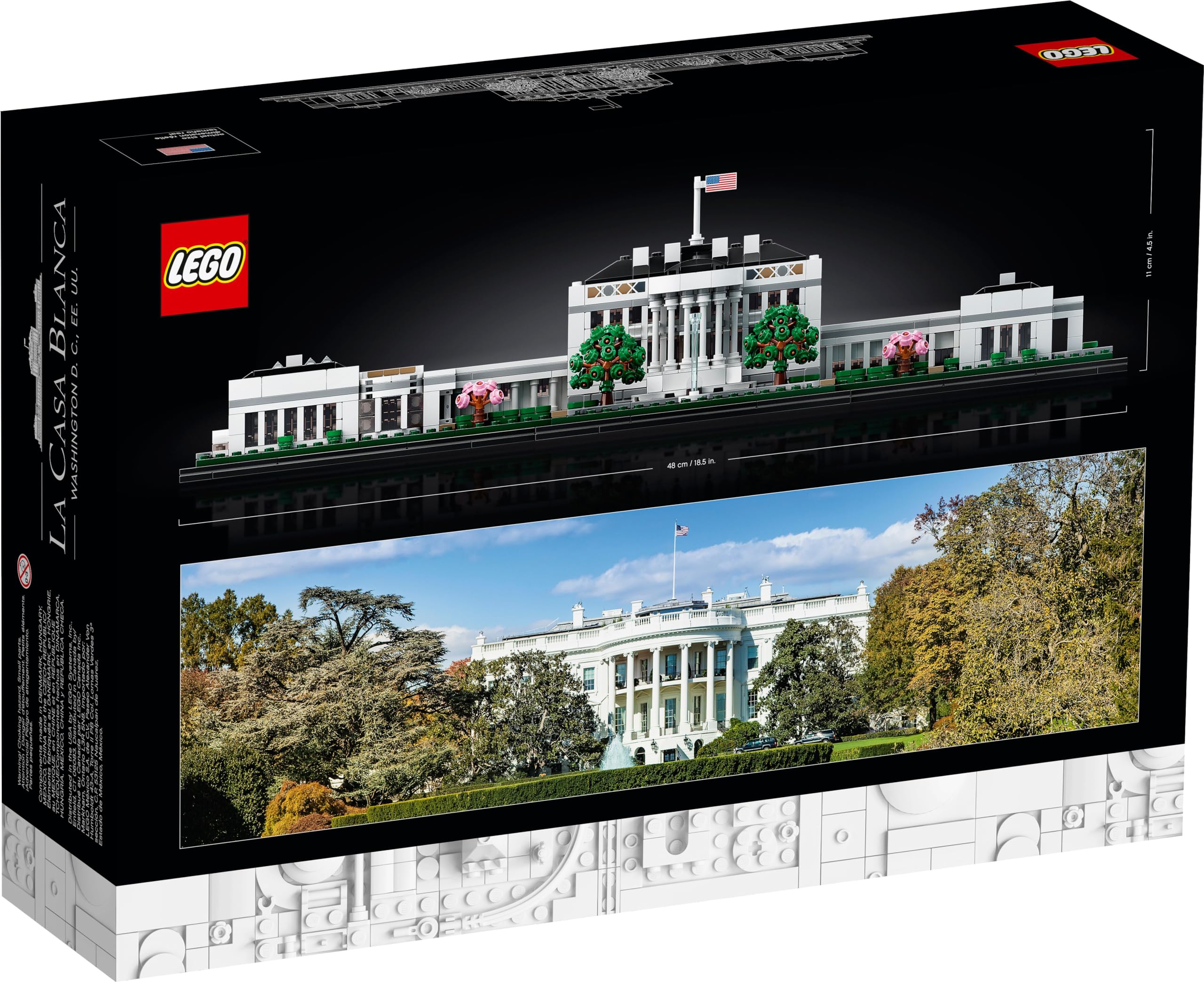 LEGO White House 21054 garden and rose garden areas for display.