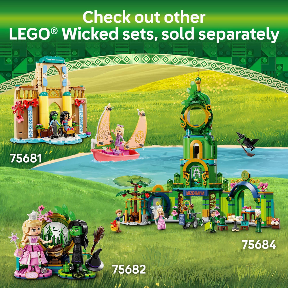LEGO Wicked flowers and green bottle decorate the dorm for themed scenes