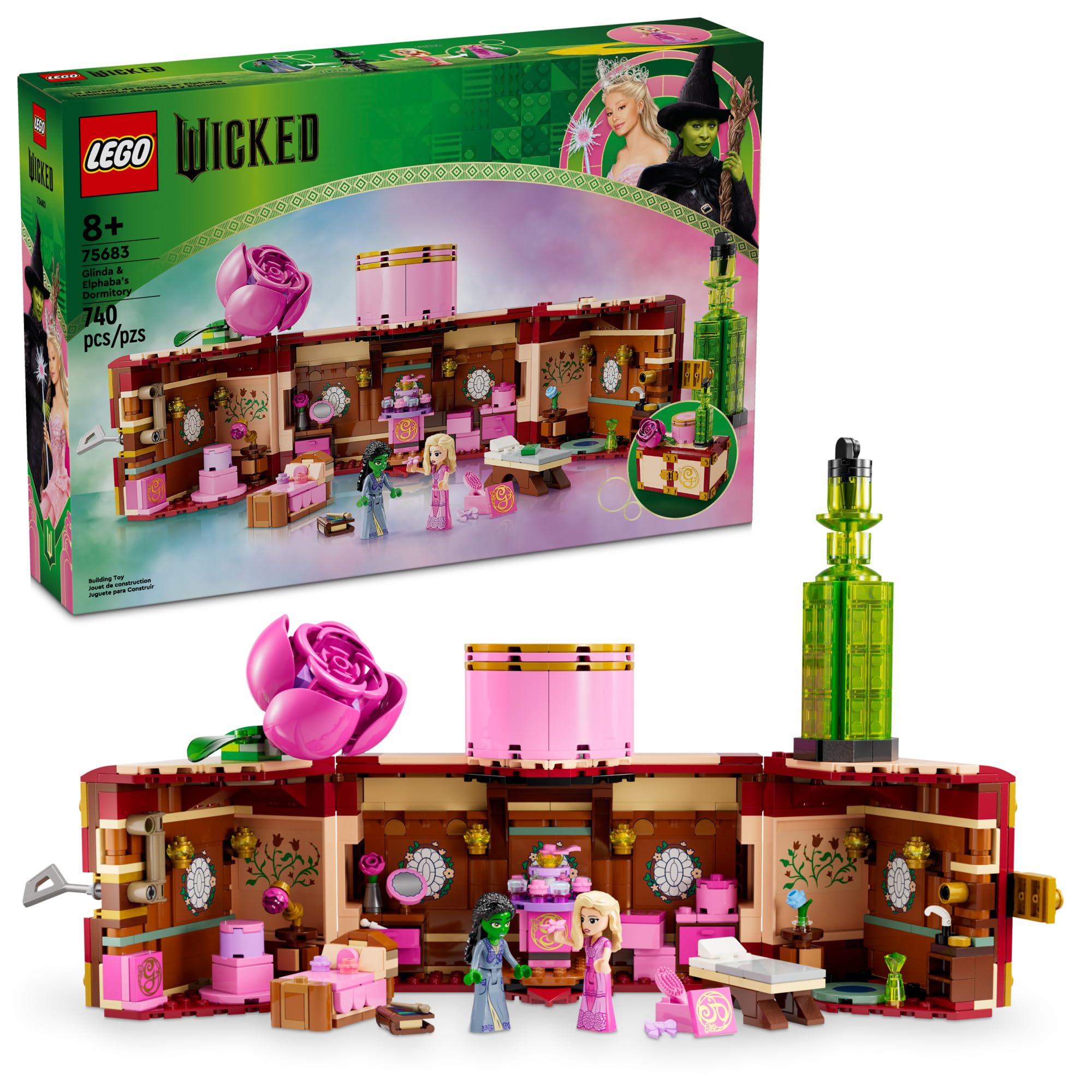 LEGO Wicked Glinda Elphaba dormitory open trunk showcases imaginative play and display