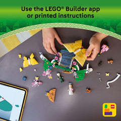 LEGO butterflies closed to form a decorative display piece on a shelf.