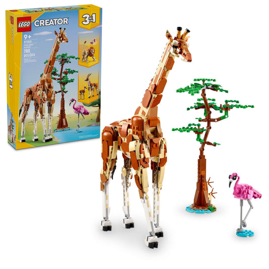 LEGO Creator 3-in-1 Wild Safari Animals: giraffe with flamingo promotes imaginative safari play