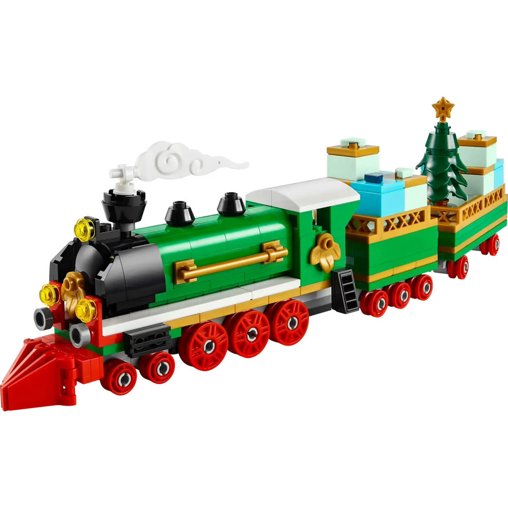 LEGO Winter Holiday Train assembled display, ideal shelf centerpiece for LEGO fans.