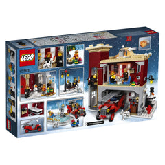 LEGO Creator Expert Winter Village minifigs, Dalmatian, baby, and snowman spark storytelling.