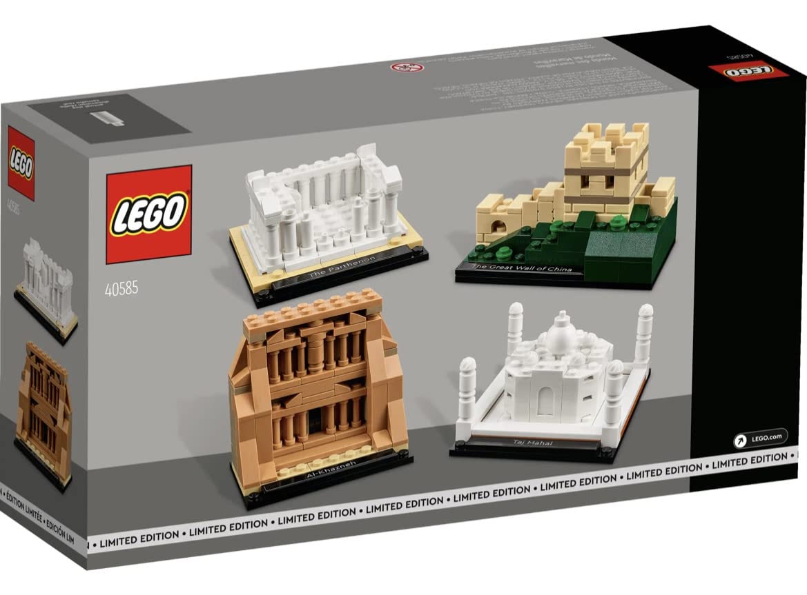 LEGO World of Wonders Great Wall model ideal for shelf display and learning.