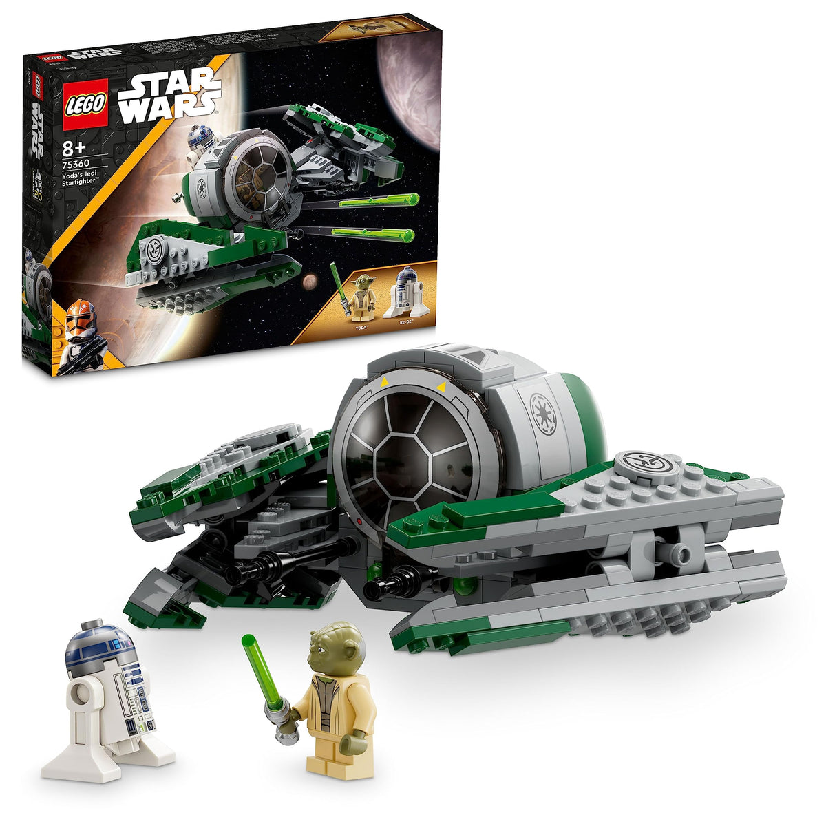 LEGO Yoda's Jedi Starfighter cockpit close-up for imaginative space battles and creative display