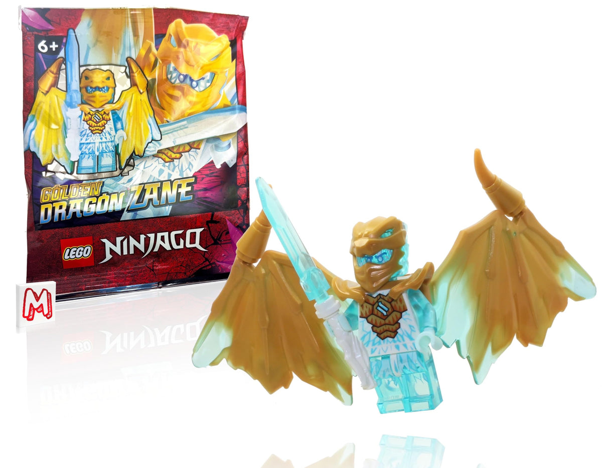 LEGO Zane golden-dragon minifigure with wings and sword fuels imaginative play.