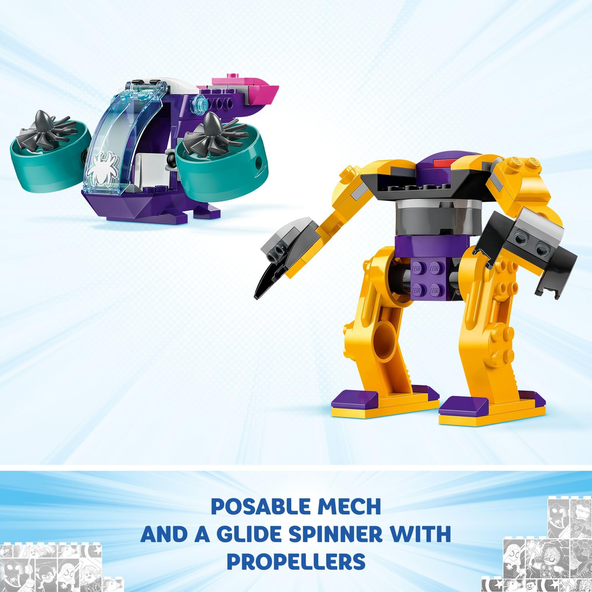 Zola mech with posable legs and grabbing claws for dramatic moments