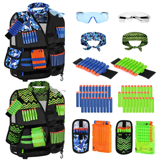 Lehoo Castle 2Pack blue vest shown for organized Nerf battles and comfortable wear.