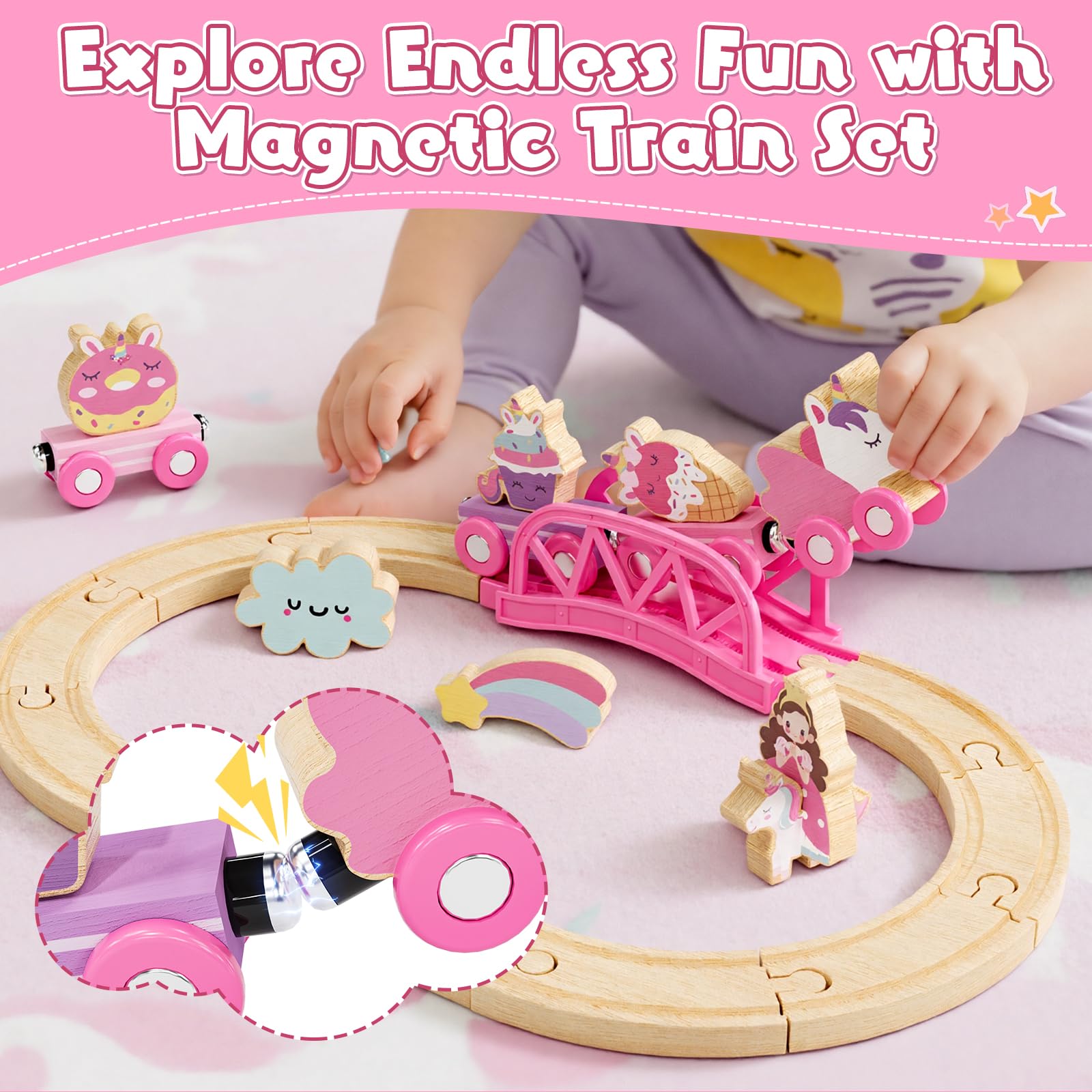 Lehoo Castle wooden train track bridge: compatible with major brands for bigger modular adventures.