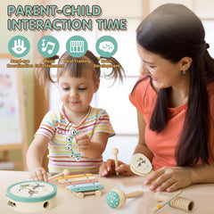 Lehoo Castle castanet set in wooden frame for quiet, focused play.