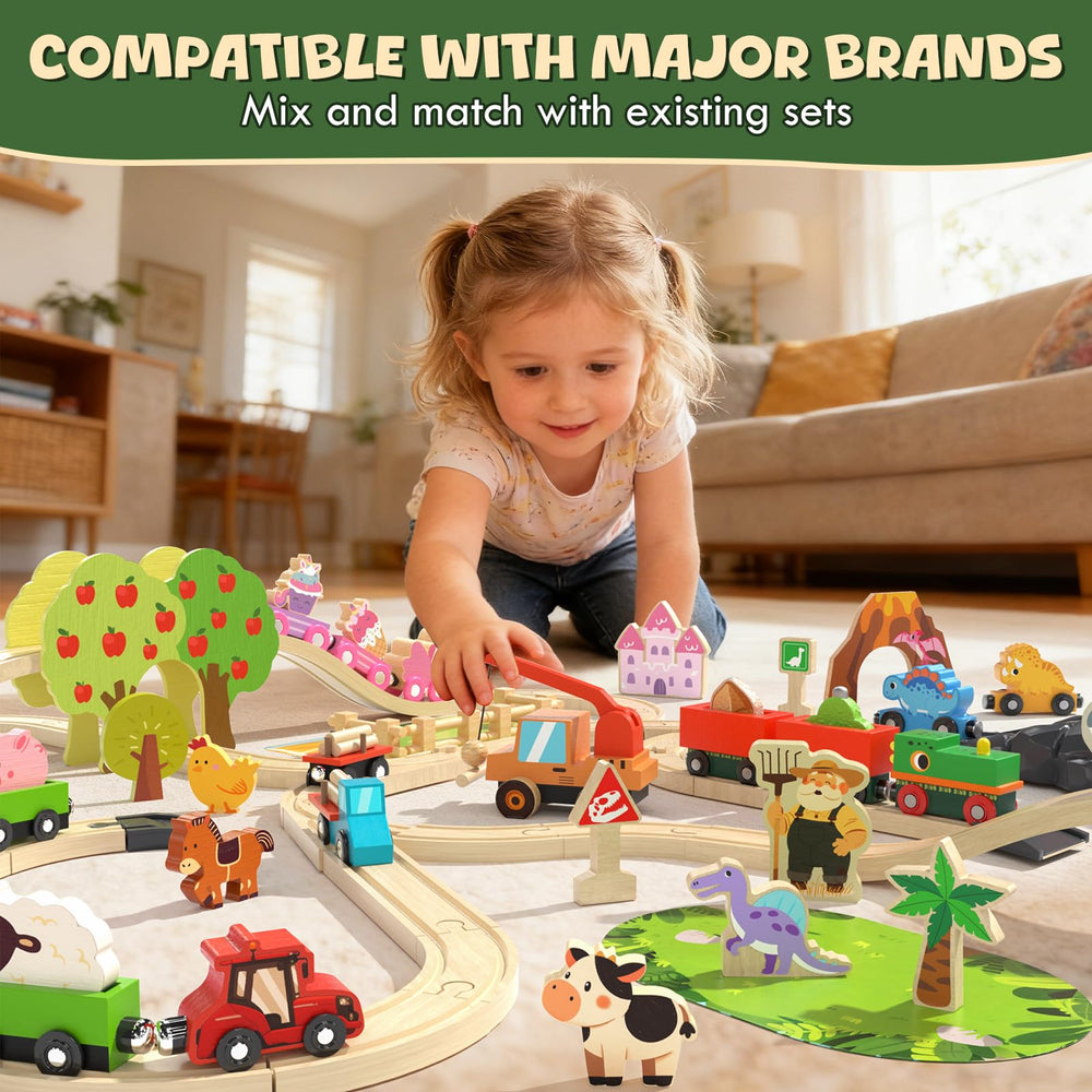 Lehoo Castle tracks compatible with major wooden railway brands for expansion
