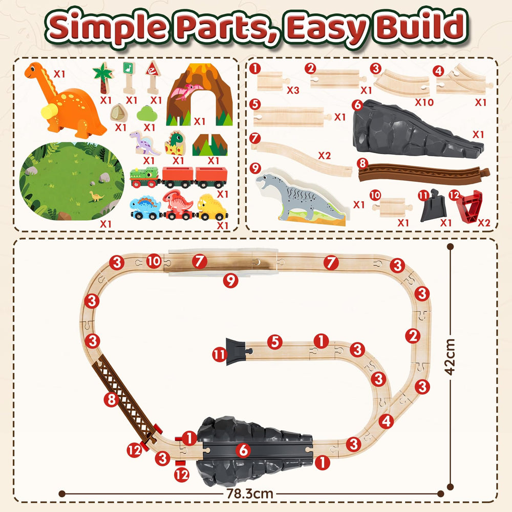 Lehoo Castle Dinosaur Train Set compatible railways to expand play