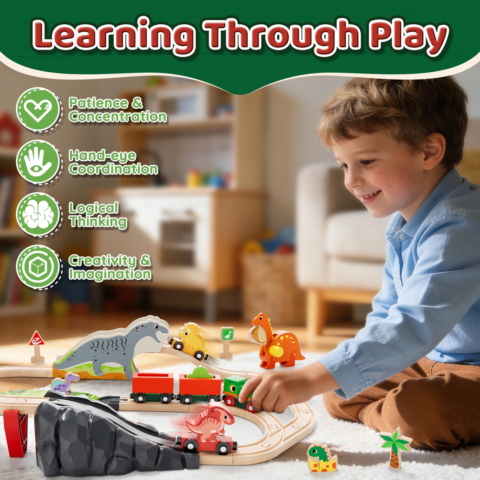 Lehoo Castle Dinosaur Train Set crane lift demonstrates cargo handling during imaginative play