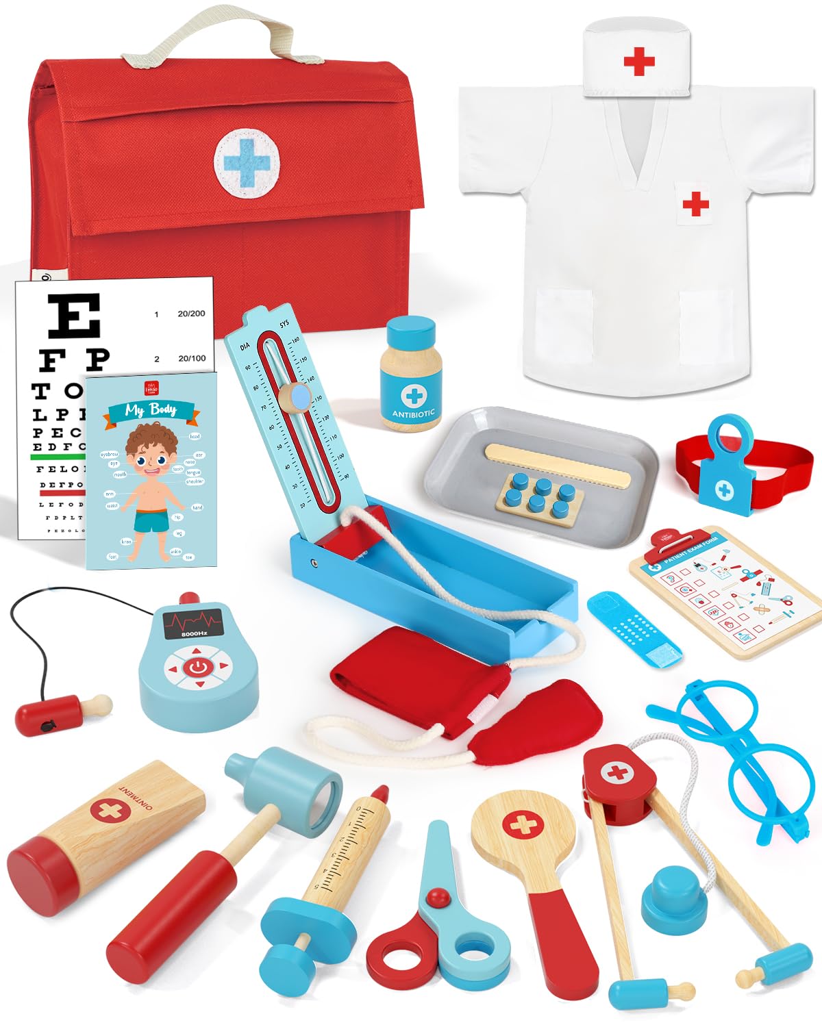 Lehoo Castle doctor kit coat and stethoscope inspire imaginative play and gentle pretend care.