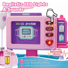 Lehoo Castle sound display enhances immersive pretend doctor visits during playtime.