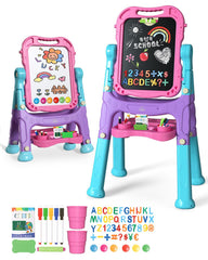 Lehoo Castle 4-in-1 easel with dual boards for collaborative drawing.
