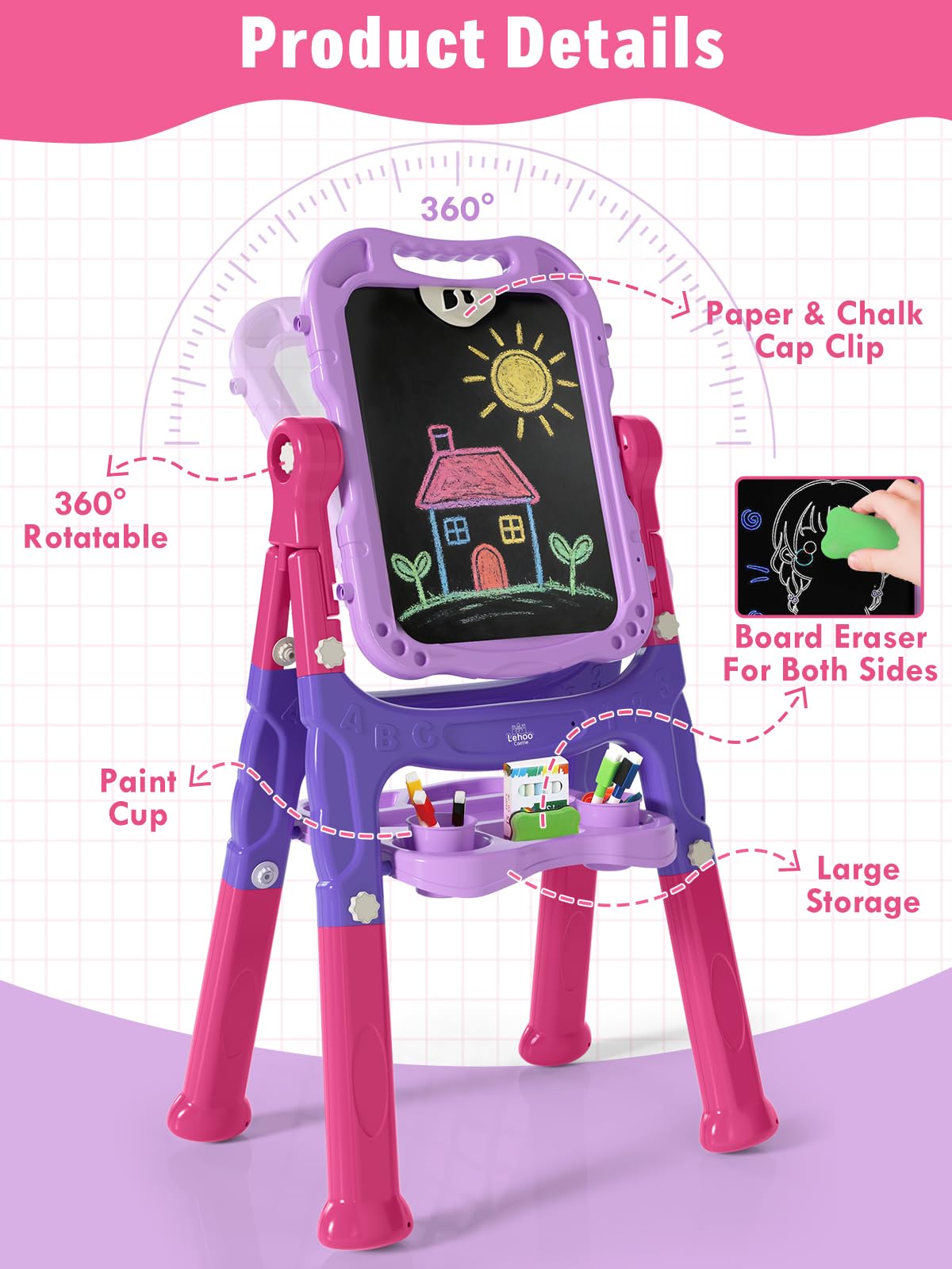 Lehoo Castle Easel adjustable height supports growing artists