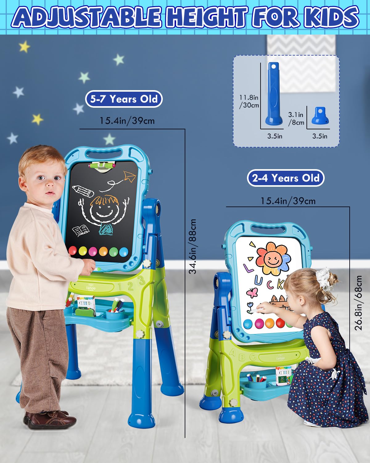 Lehoo Castle easel height adjustable for growing kids.