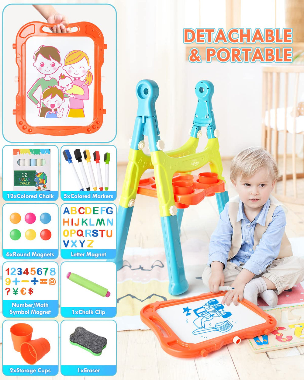 Lehoo Castle Easel with magnets and letters for hands-on learning