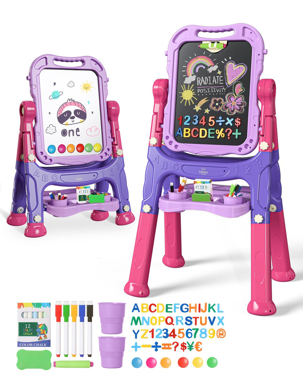 Lehoo Castle Easel side view with dual boards for two kids to draw together