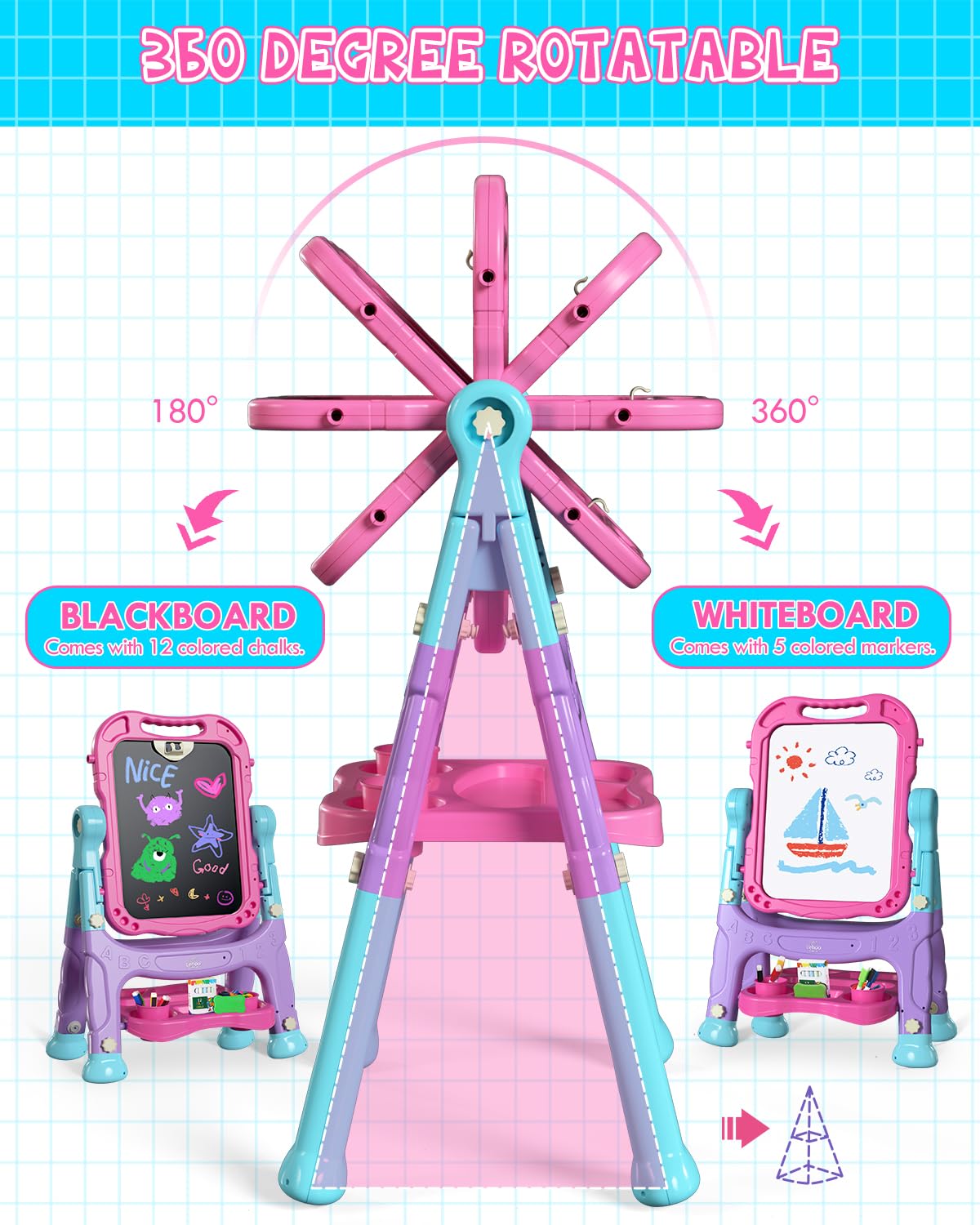 Lehoo Castle easel converts to tabletop use for compact spaces.