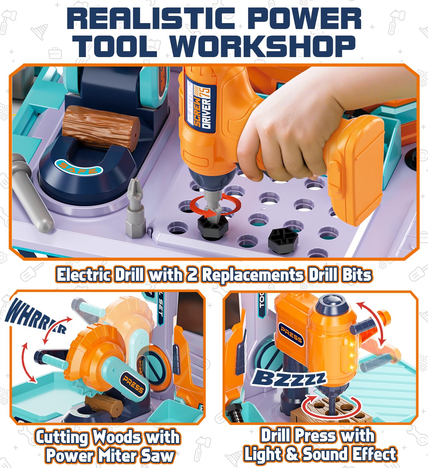 Lehoo Castle drill with flashing lights for interactive pretend play and motor cues.