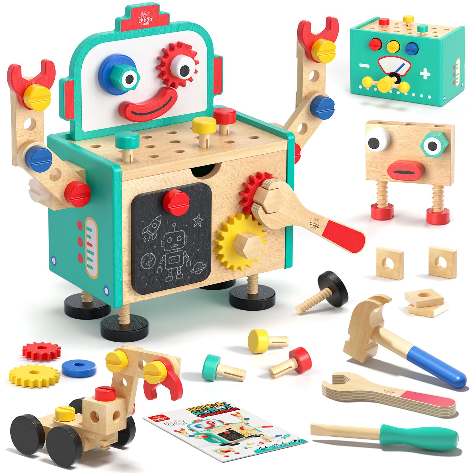 Lehoo Castle wooden tool bench for hands-on learning with kid-sized tools.