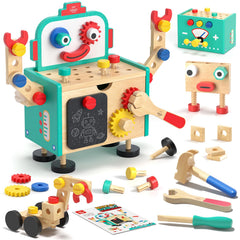 Lehoo Castle wooden tool bench for hands-on learning with kid-sized tools.